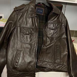 Tommy Hilfiger brown leather jacket